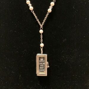 Reversible Keep Calm and Eat Cake/ Carry On Necklace